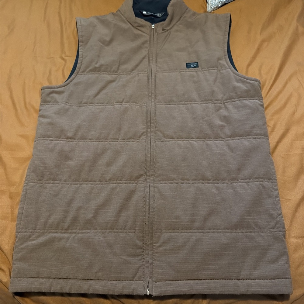 Travis Mathew Keep On Keepin On Men's Quilted Golf Vest Brown Size M